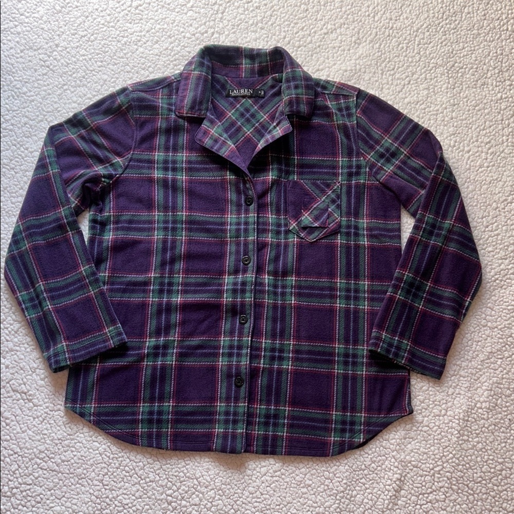 Ralph Lauren Plaid Pajama Top in Purple and Green